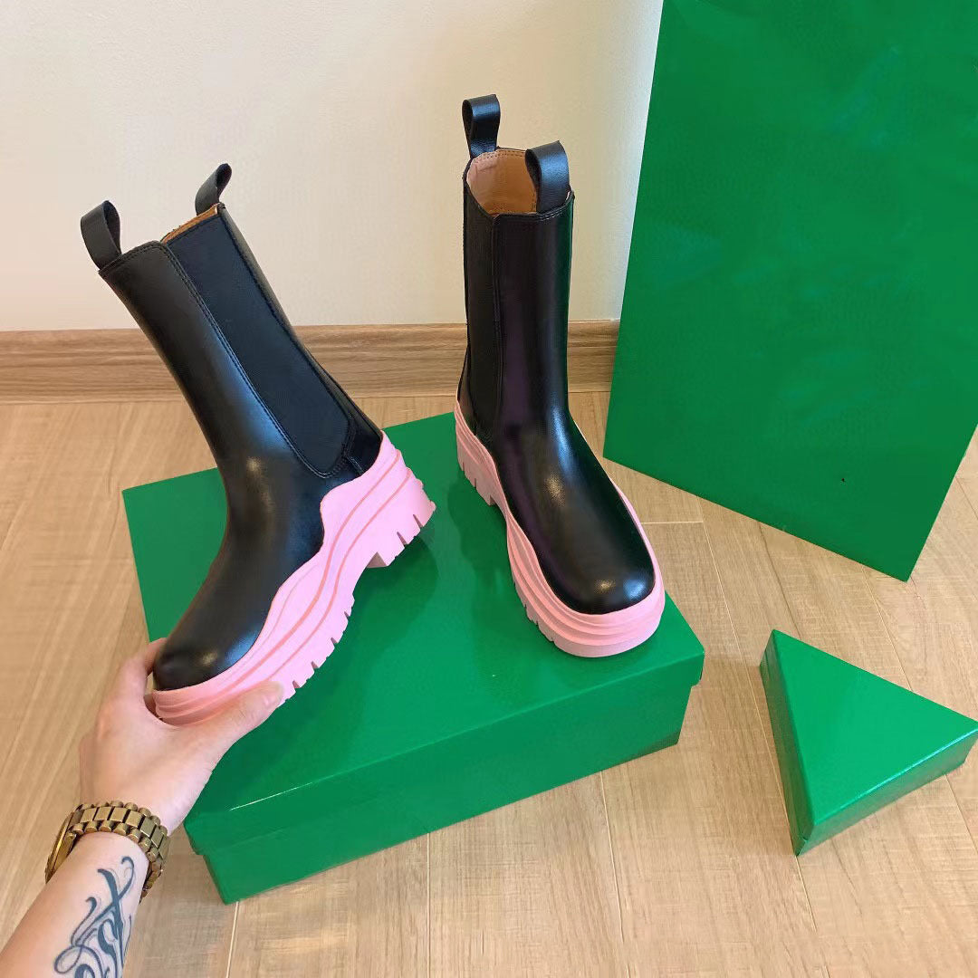 Women’s Chunky Heel Mid Calf Chelsea Boots