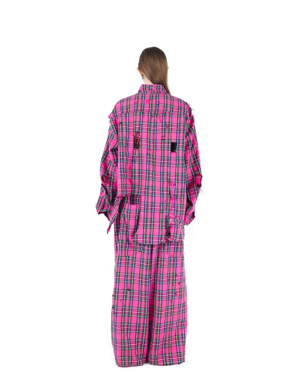 Pink Checkered Punk Rock Streetwear Set
