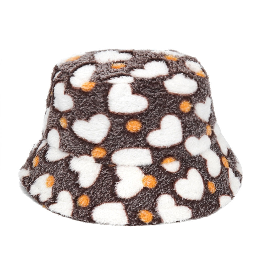 Camouflage Faux Fur Bucket Hat - Warm & Stylish Fisherman Hat