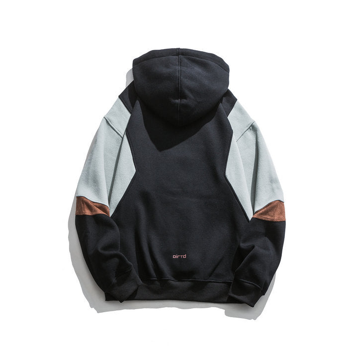 Harajuku Style Color Blocked Hooded Sweatshirt for Men