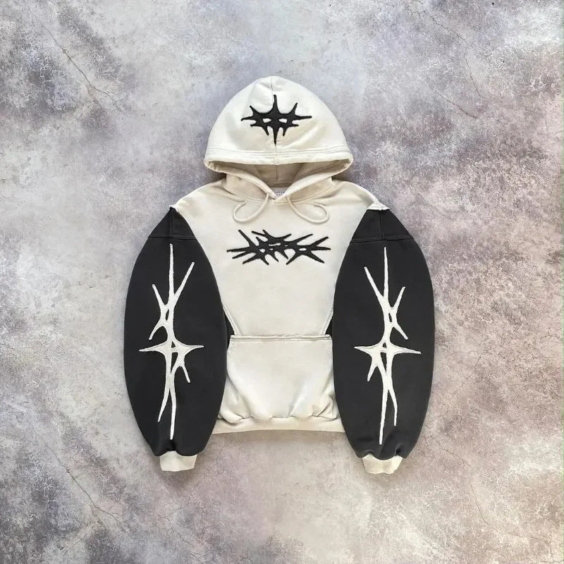 Embroidered Women's Hooded Sweatshirt - Harajuku Style