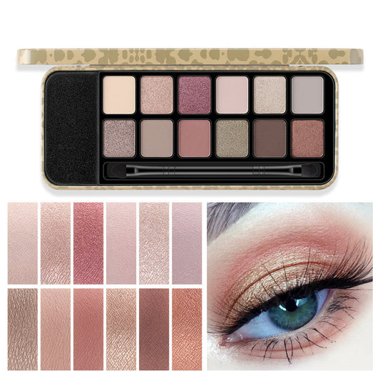 12 Colors Leopard Eyeshadow Palette - Pearl Matte Finish