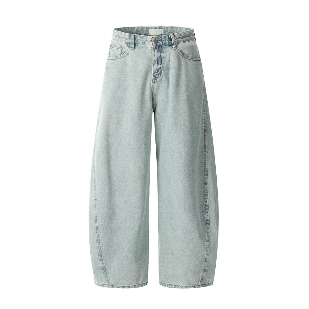 Retro Distressed Wide-Leg Denim Pants
