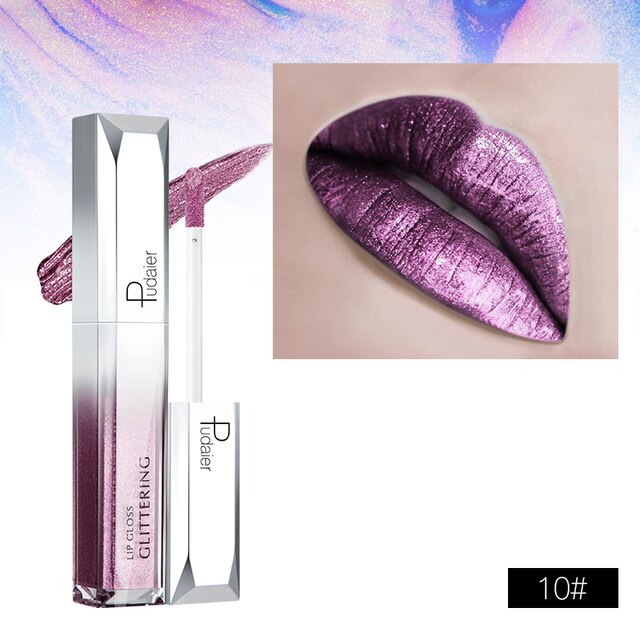 Metallic Glitter Shine Full Color Lipstick - 18 Shades