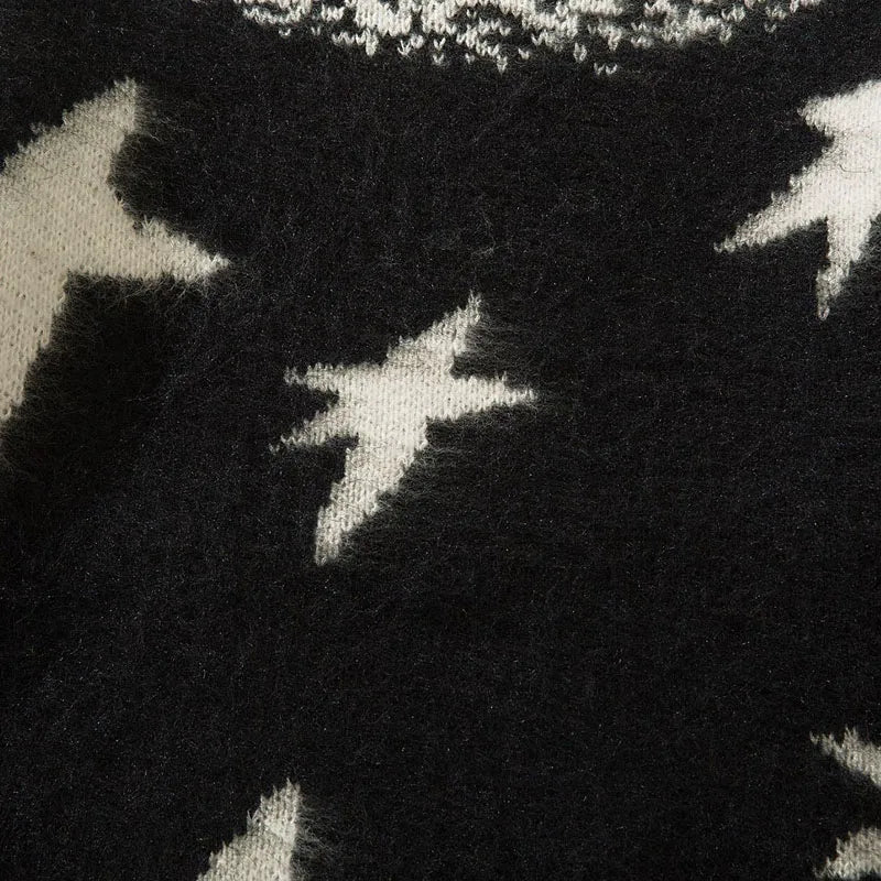 Star Graphic Patchwork Knitted Sweater - Hip Hop Harajuku Style