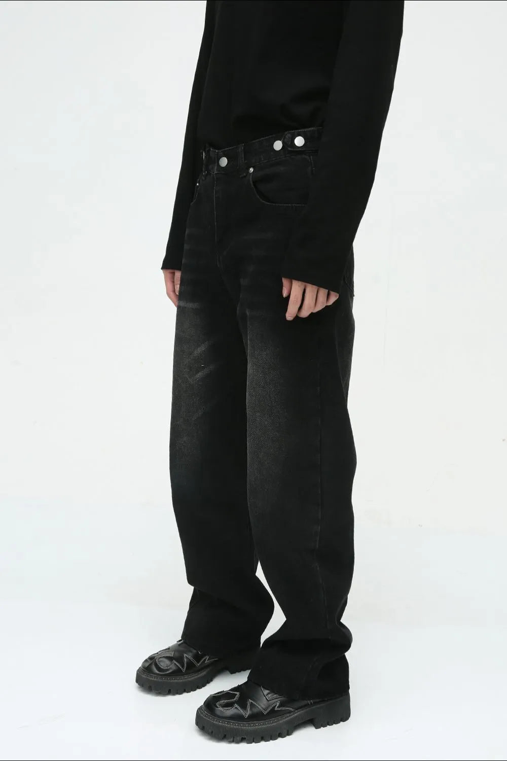 Men's Washed Straight-Leg Jeans - Harajuku Style