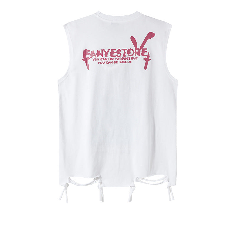 Harajuku Distressed Tank Top - Unisex Summer Sleeveless Tee