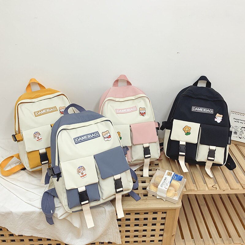 New Panelled Waterproof Nylon Women Backpack