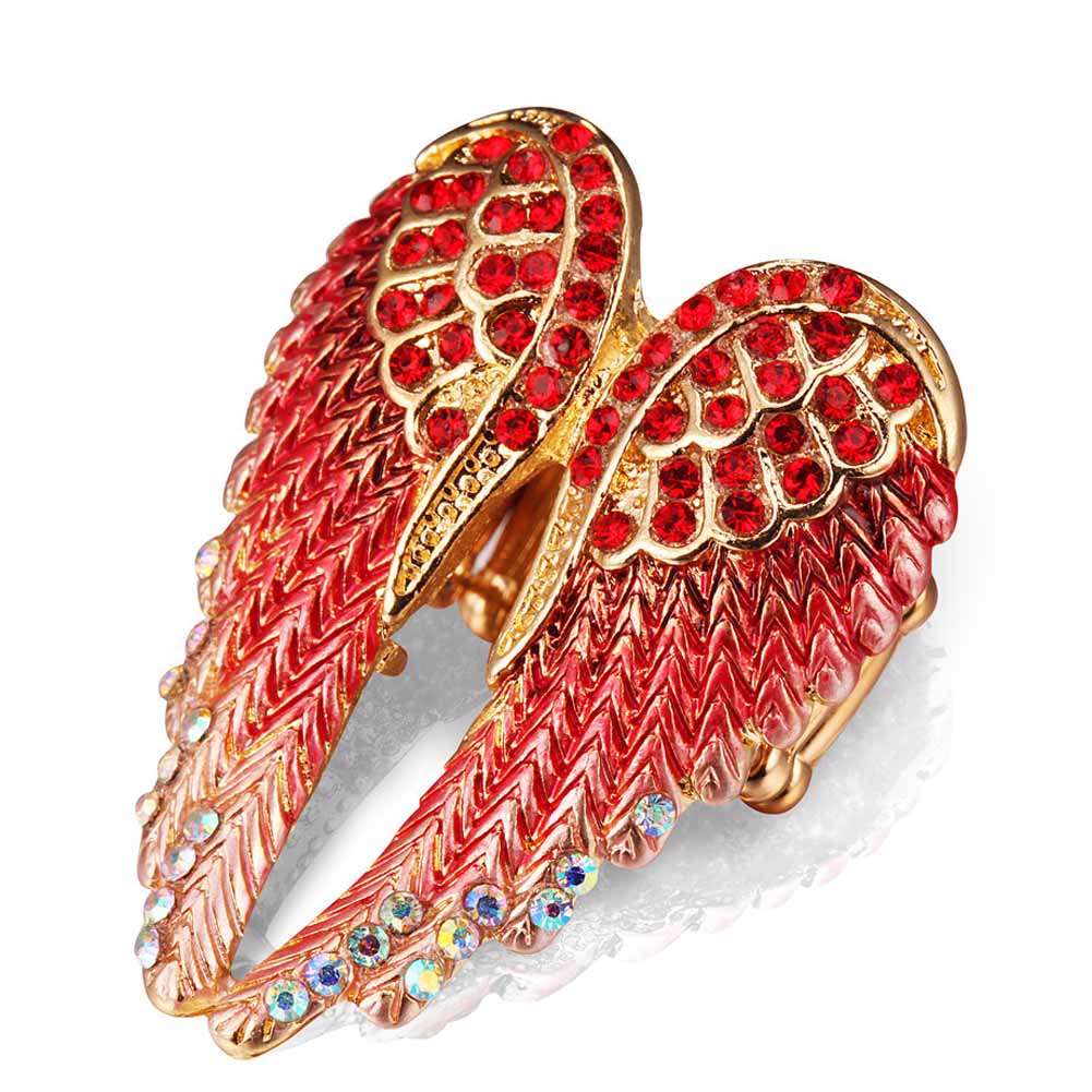 Angel Wings Stretch Ring - Antique Gold Biker Bling for Women