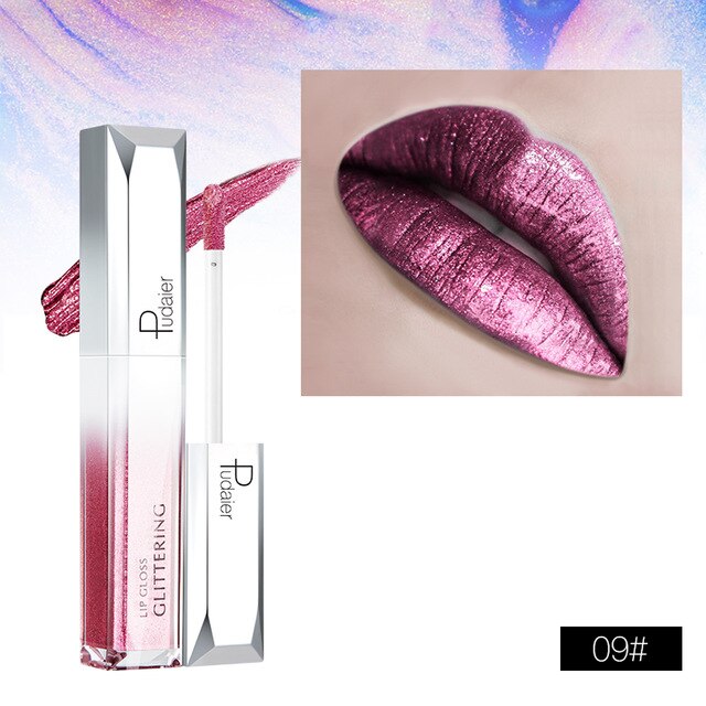 Metallic Glitter Shine Full Color Lipstick - 18 Shades