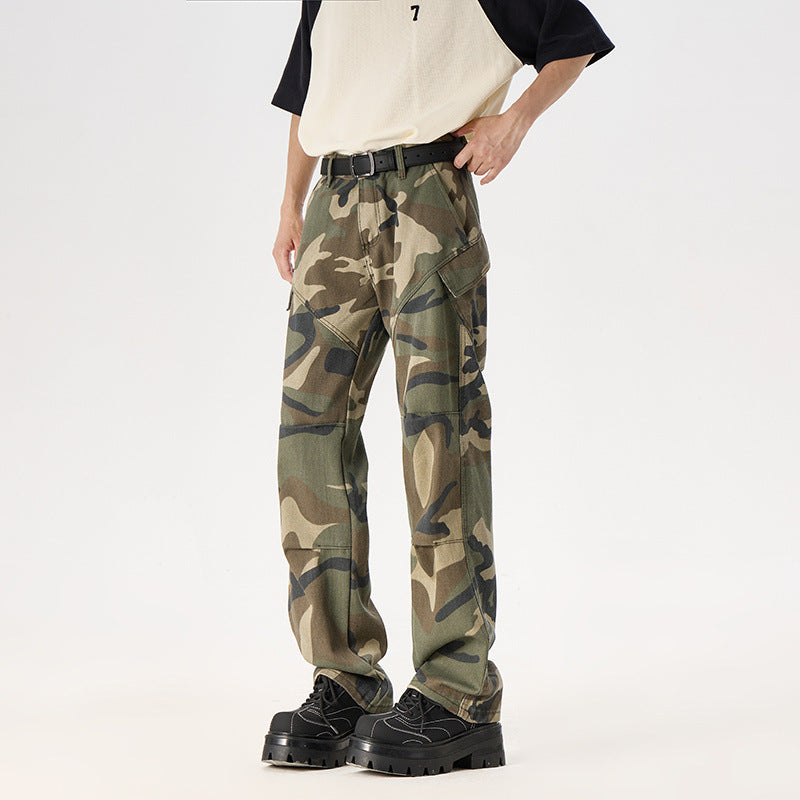 Retro Camouflage Work Pants for Men