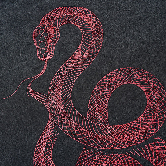 Unisex Oversized Snake Print Cotton T-Shirt - Vintage Style