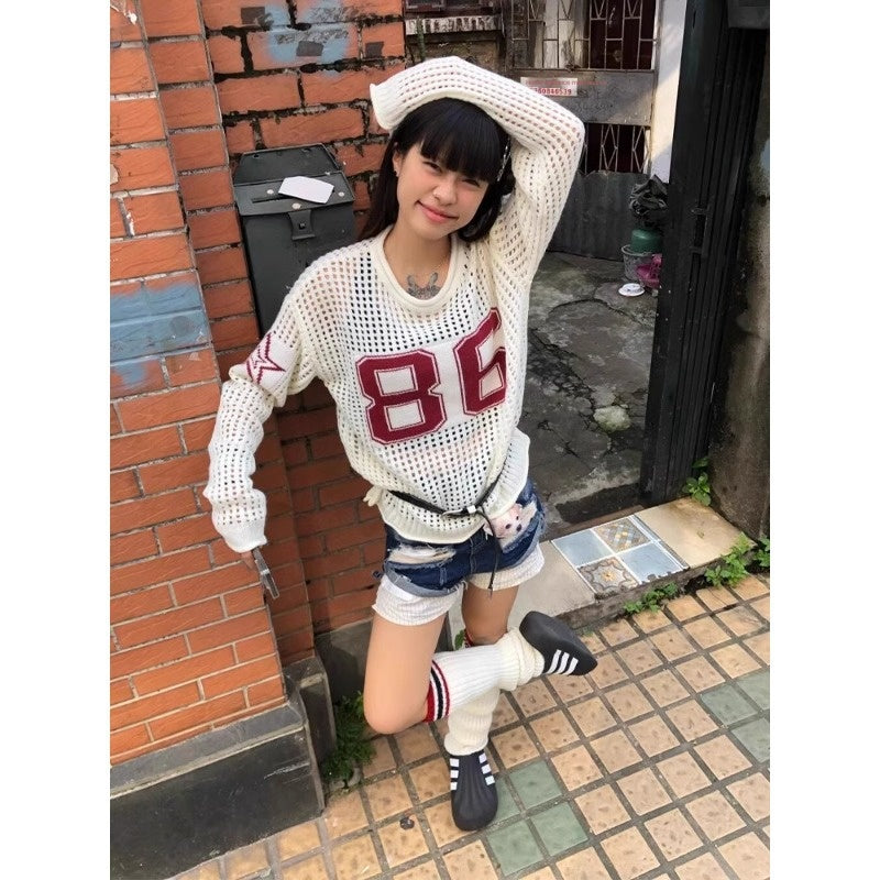 Digital Jacquard Long Sleeved Loose Top