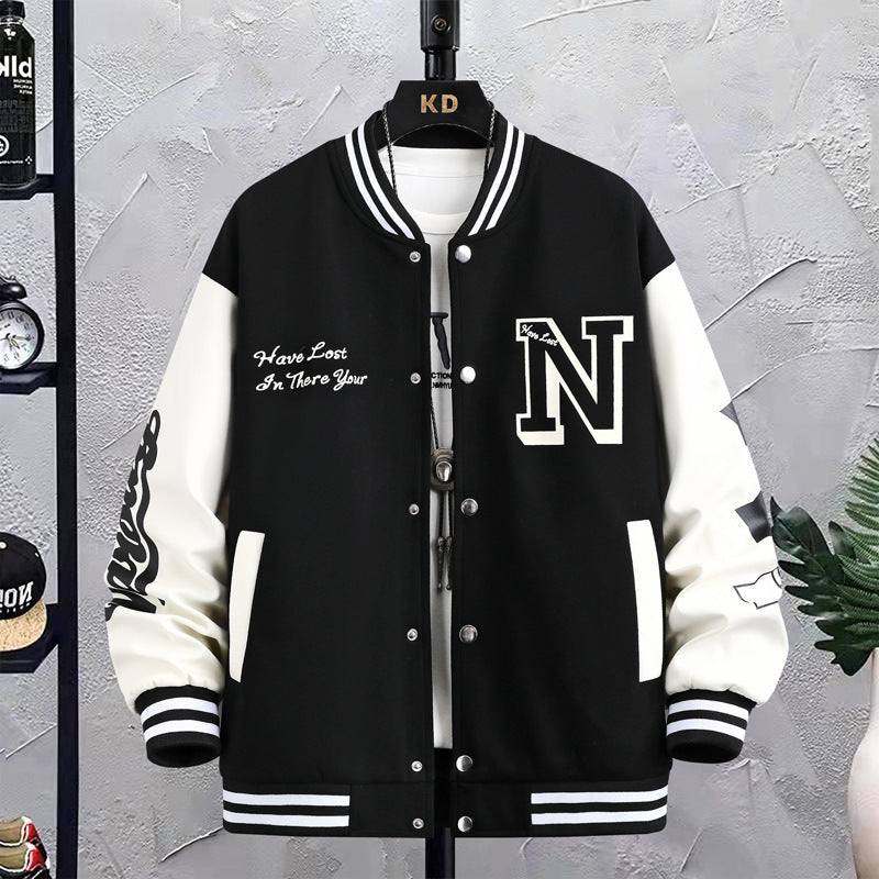 Men's Harajuku Style Baseball Jacket - Trendy Spring & Autumn Wear