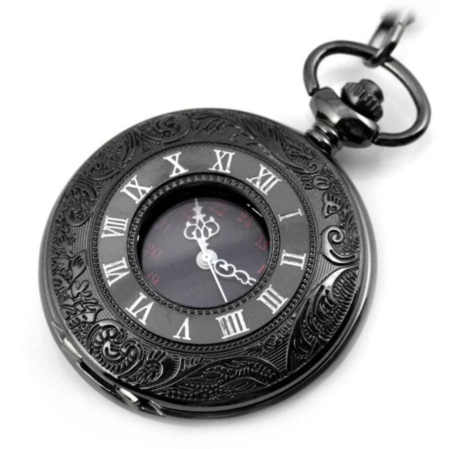 Gothic Big Roman Hollow Pocket Watch - Harajuku Style
