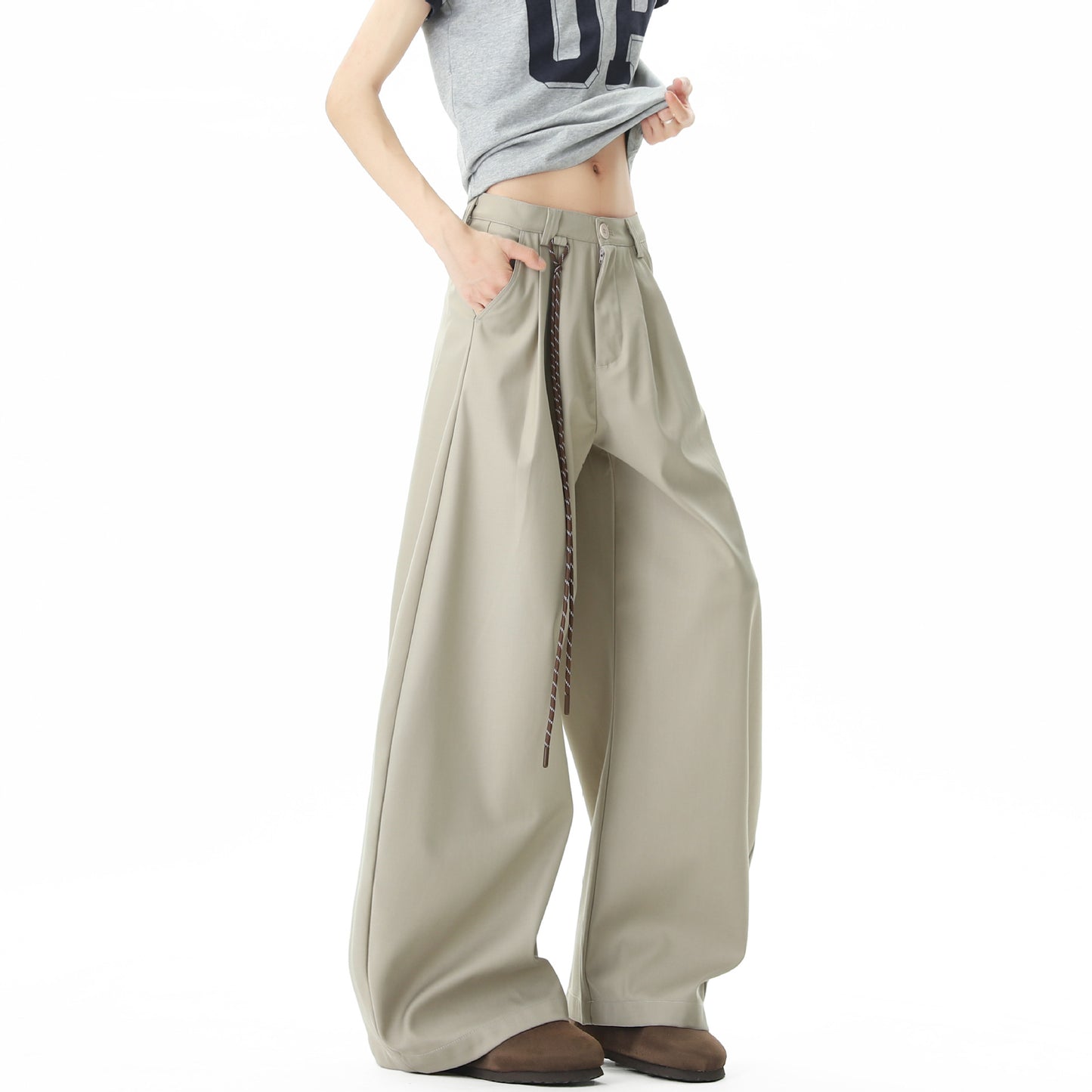 Harajuku Style Solid Color Curved Knife Trousers