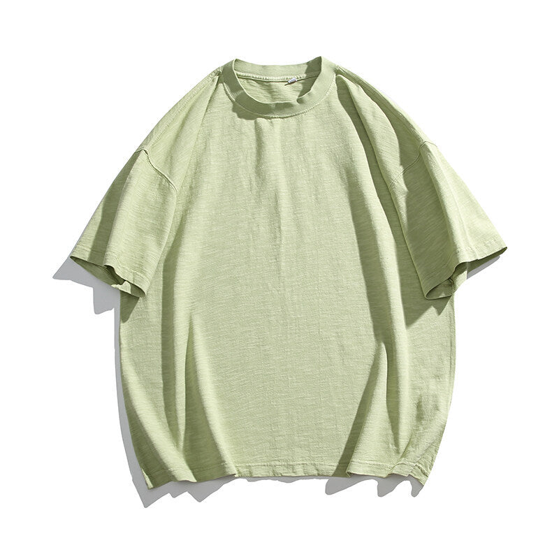 Harajuku Style Wash Bamboo Cotton Round Neck T-Shirt