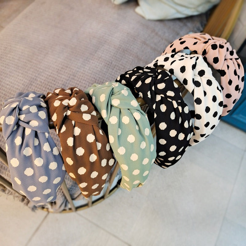 High-End Wide-Brimmed Polka Dot Face Wash Headband