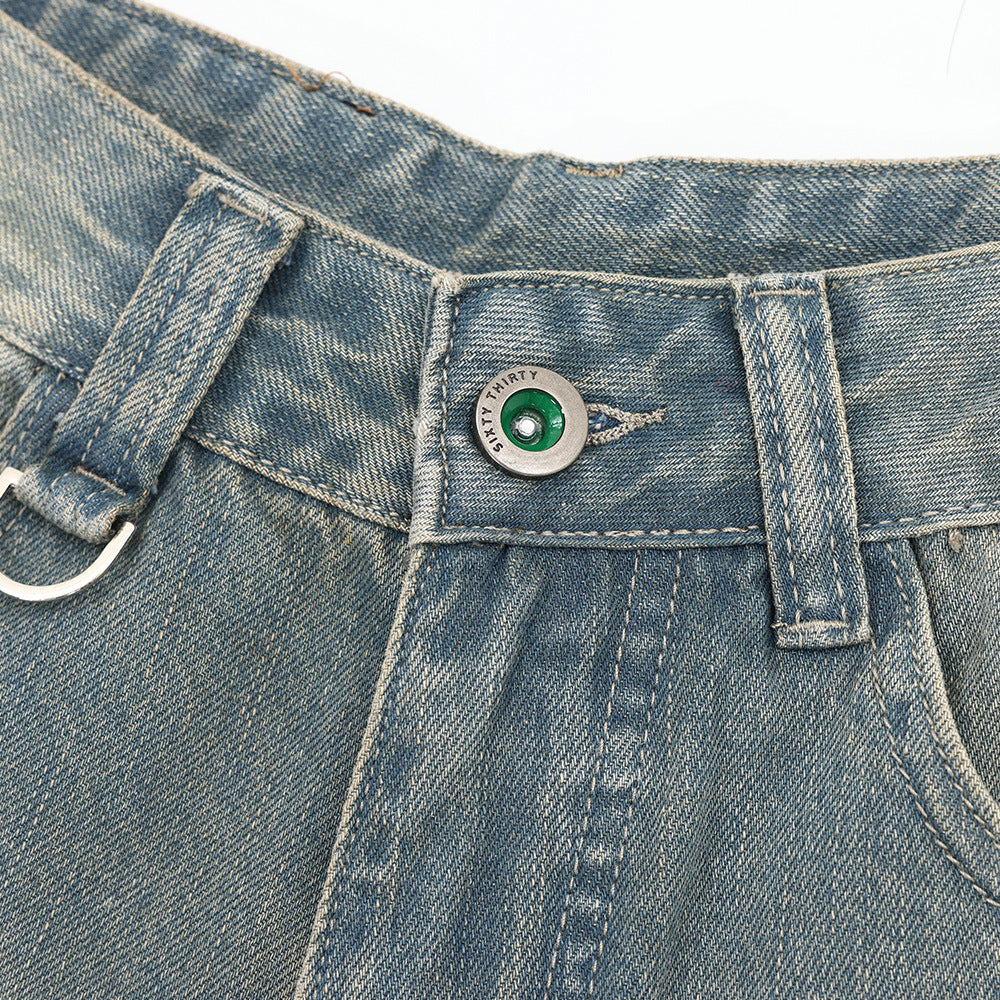 Vintage Washed Straight-Leg Casual Shorts for Men