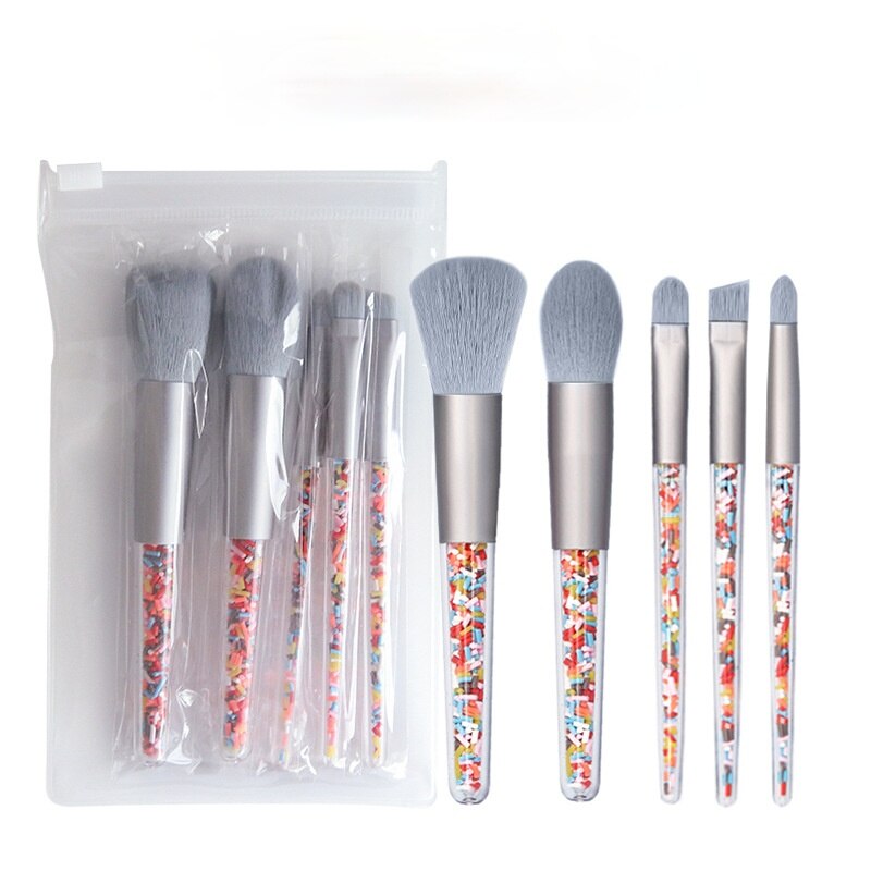 Candy-Themed Mini Makeup Brush Set - 5/8 Pcs