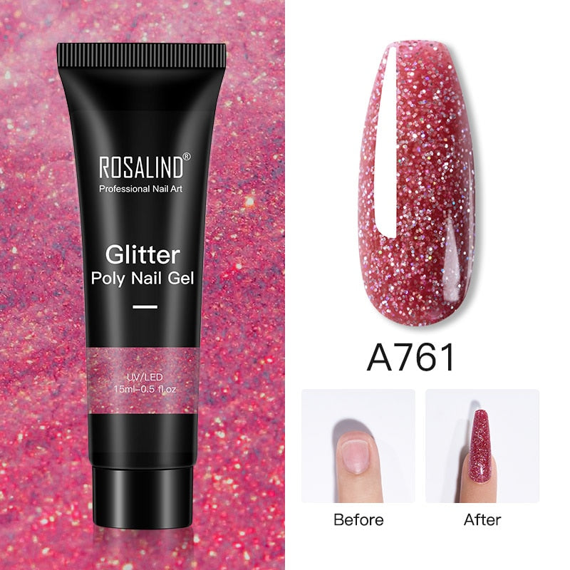 Glitter Poly Nail Gel Extension - 15ml Nail Polish for Manicure