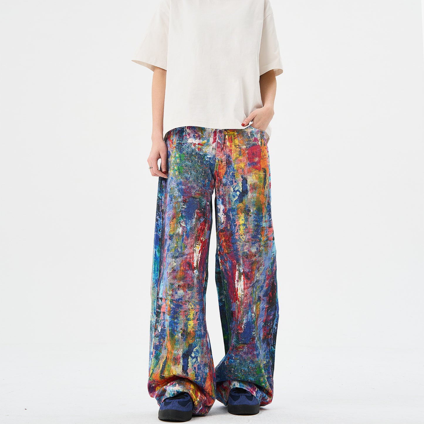 Color Printed Splash Ink Jeans