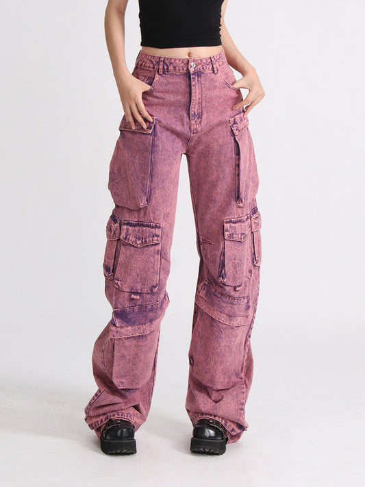 Patchwork High Waist Wide Leg Trousers for Women