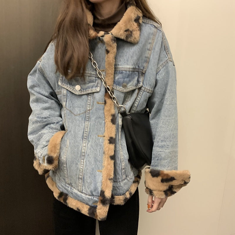 Cool & Handsome Leopard Print Rabbit Fur Coat