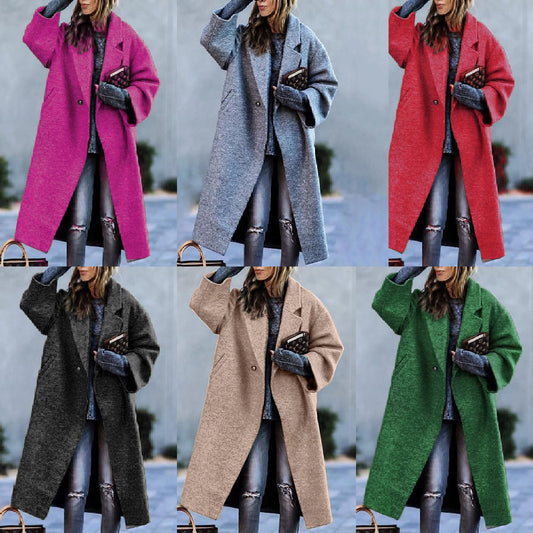 Playful Long Woolen Coat in Temperament Color