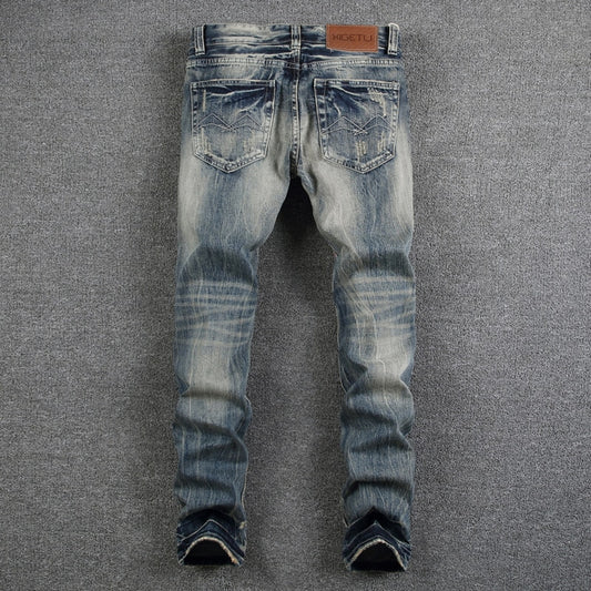 Men's Ripped Slim Fit Jeans - Harajuku Streetwear