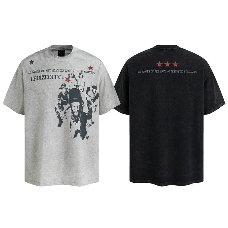 Men's Retro Print Casual Short Sleeve T-Shirt