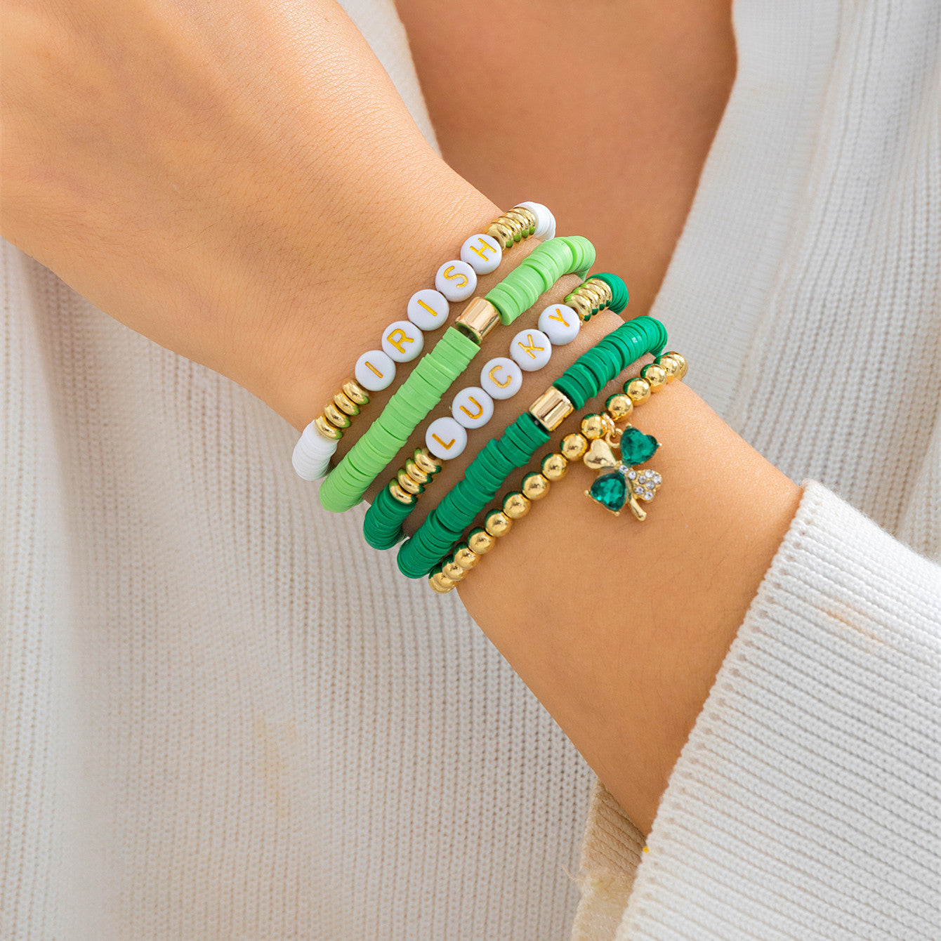Green Clover Bracelet - St. Patrick's Day Jewelry