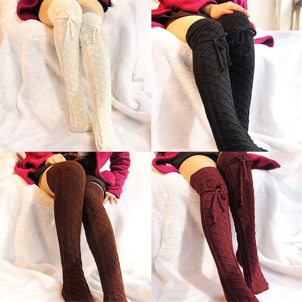 Harajuku Style Over Knee Socks - Sexy Cable Knit Thigh-Highs