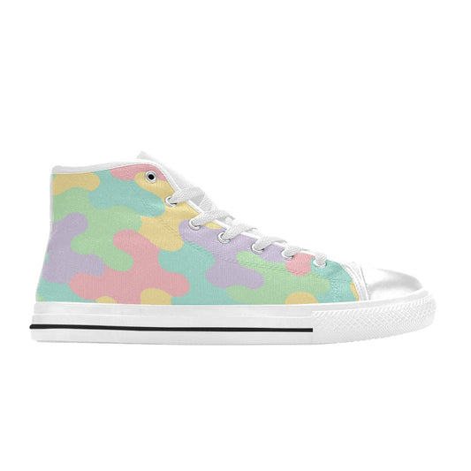 Harajuku Pastel Rainbow Camo High Top Canvas Men's Shoes