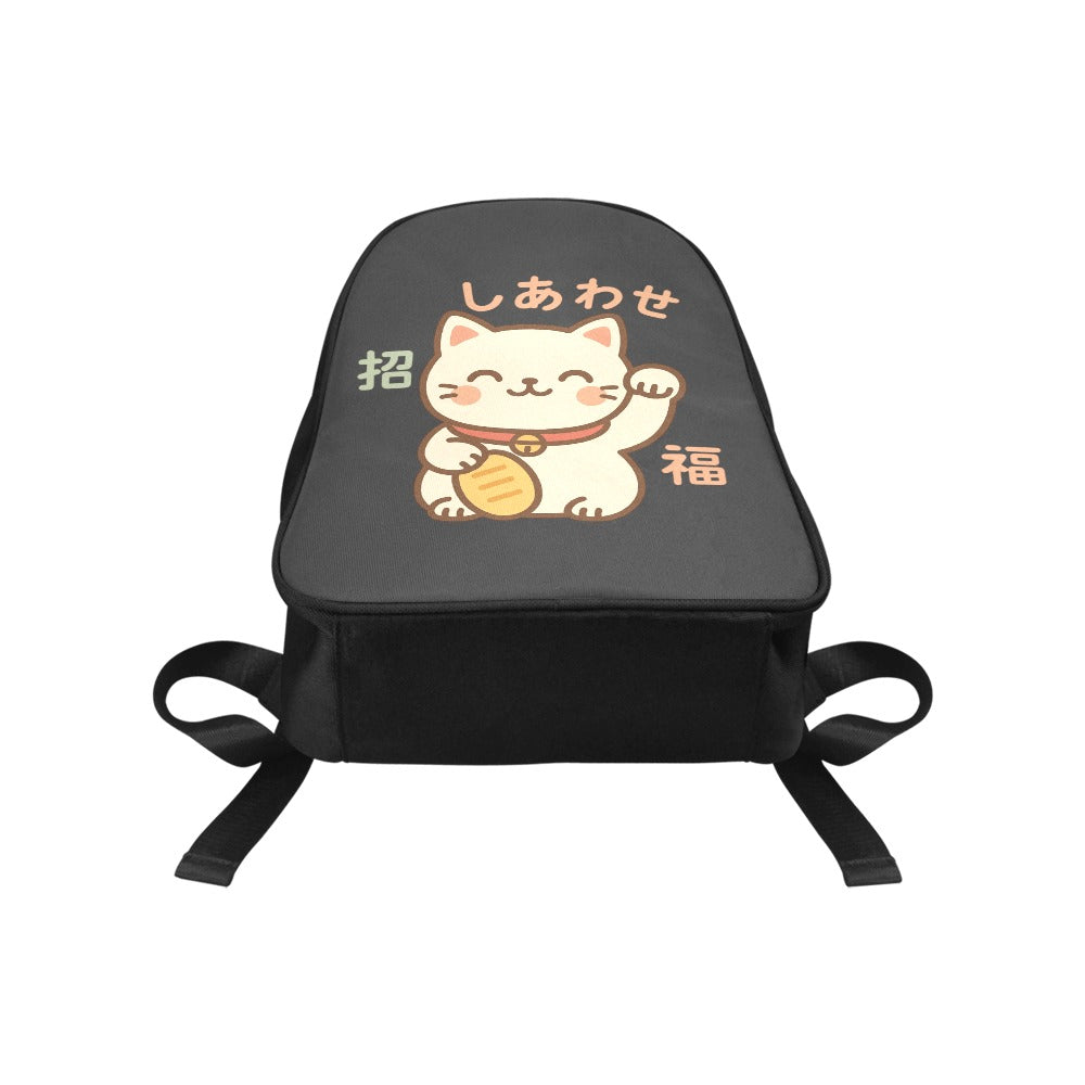 Lucky Cat Maneki-neko Canvas Backpack
