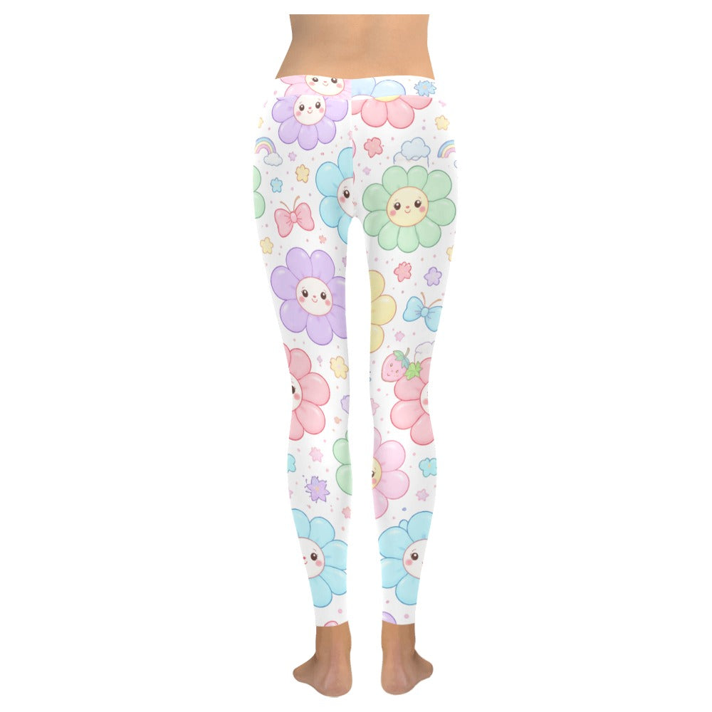 Harajuku Floral Pattern Pastel Women's All-Over Low Rise Leggings