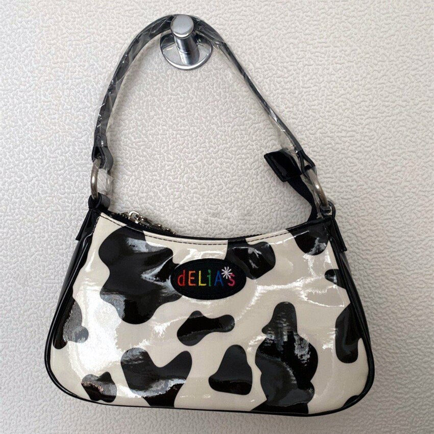Kawaii Cow Pattern Mini Baguette Bag