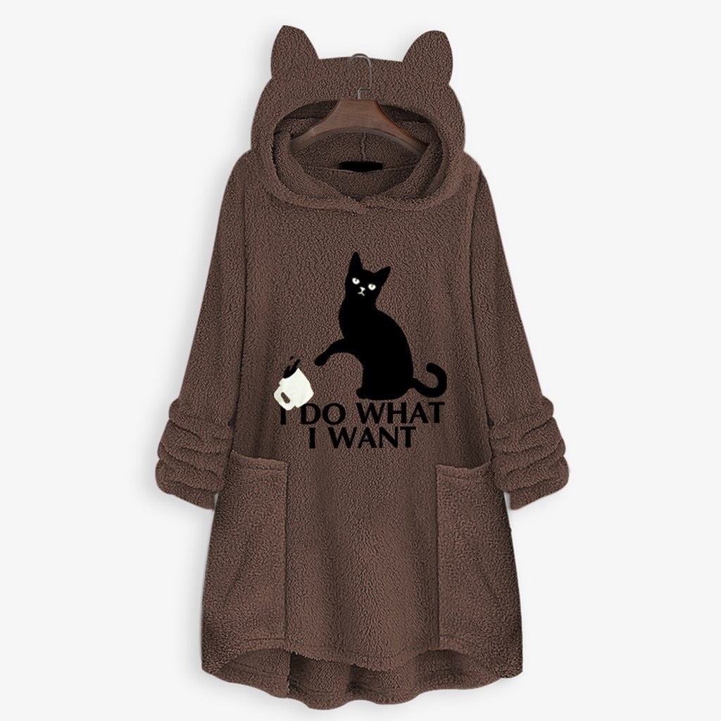 Harajuku Cat Ear Hoodie Sweatshirt for Women