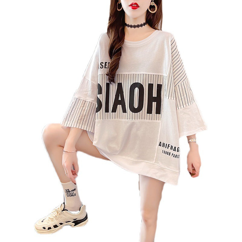 Harajuku Style Loose Fit Zipper Stitching T-Shirt