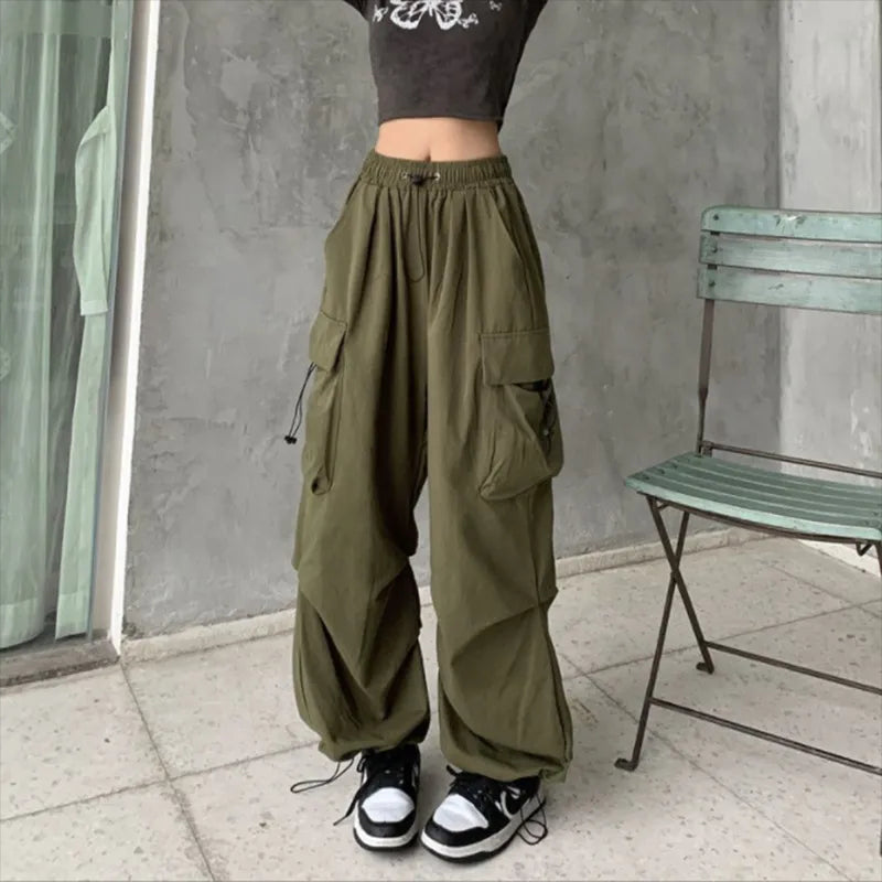 Korean Harajuku Baggy Parachute Pants for Street Style