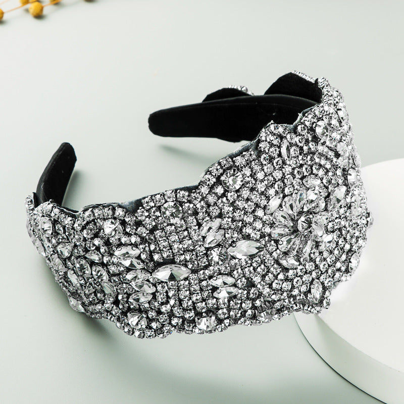 Oversized Rhinestone Wide-Brimmed Headband