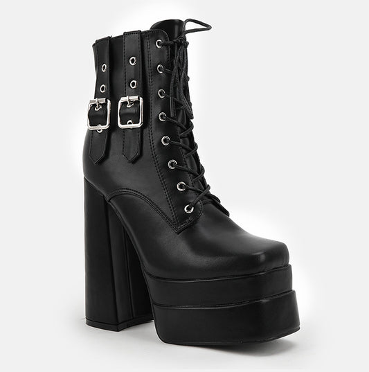 Harajuku Style Large  Boots with Thick Heel