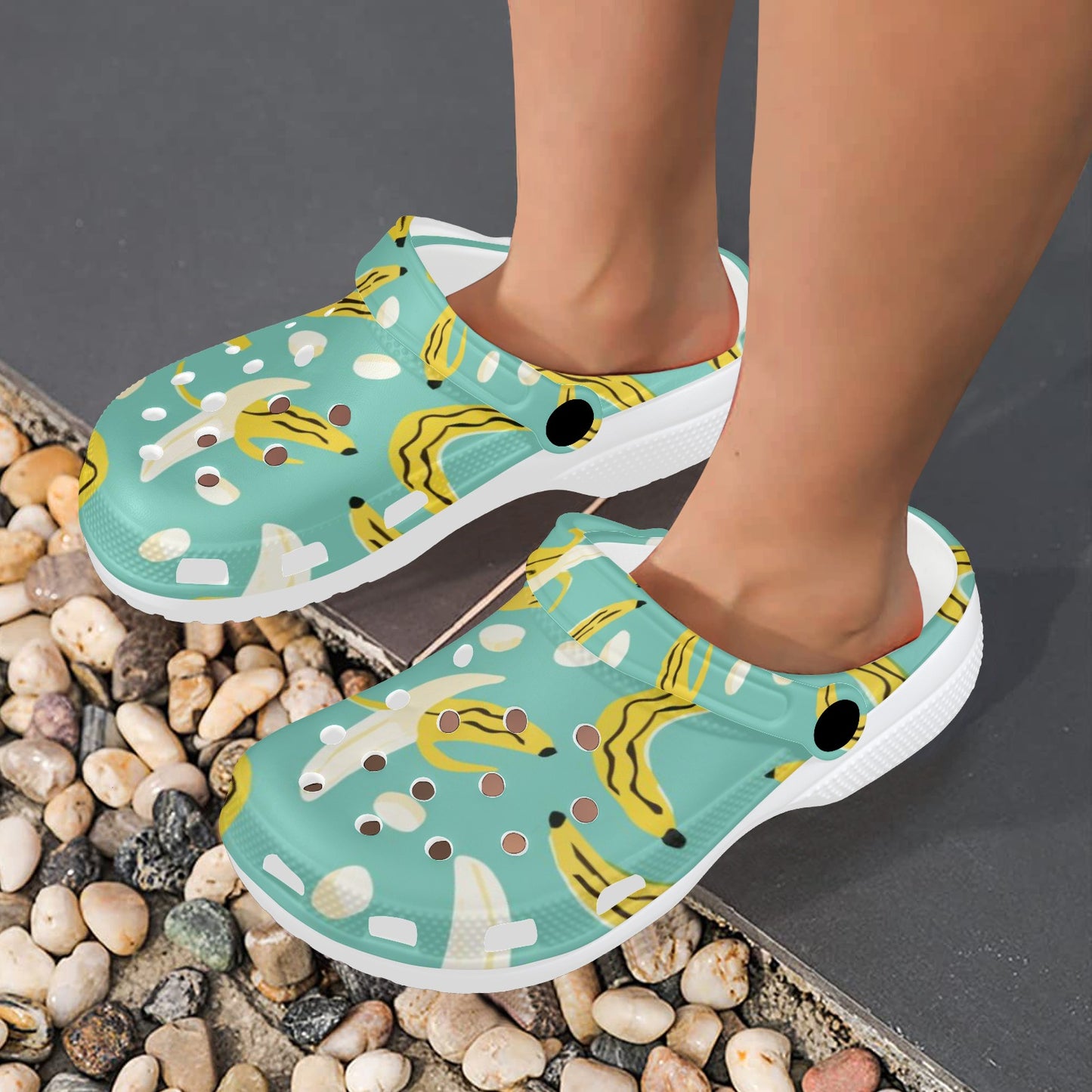 Blue Bananas Print Adults Clogs