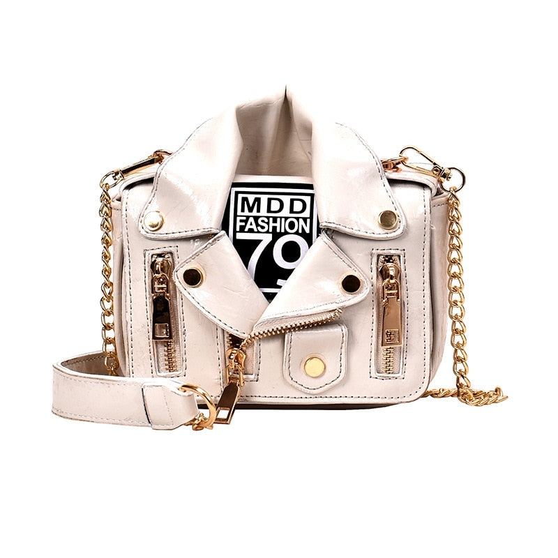 Harajuku Style Motorcycle Bag with Rivets & Zipper
