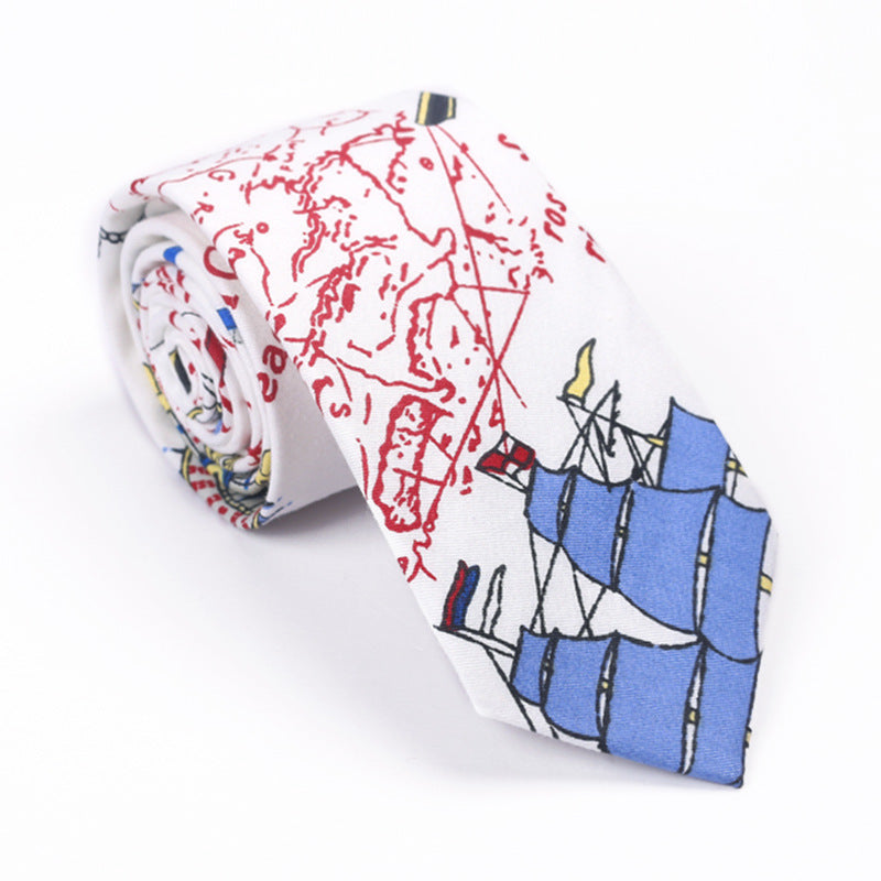 Printed Cartoon Cotton Neck Unisex Animal Pattern Tie