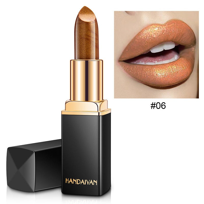 Shiny Metallic Pearlescent Color Change Lipstick - Gold