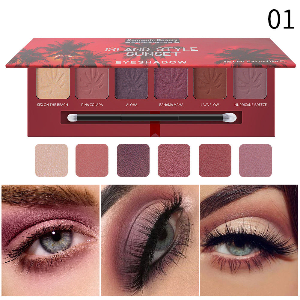 Sunset Vibes 6 Color Pearlescent Matte Eye Shadow Palette