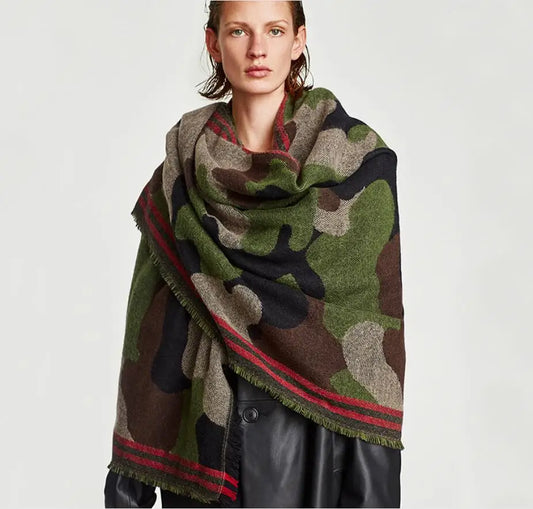 Harajuku Style Cashmere Camo Scarf - Cozy Winter Wrap