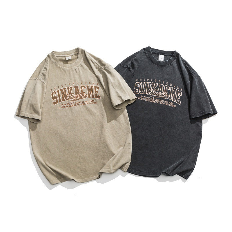 Harajuku Style Vintage Letter Print Loose Tee