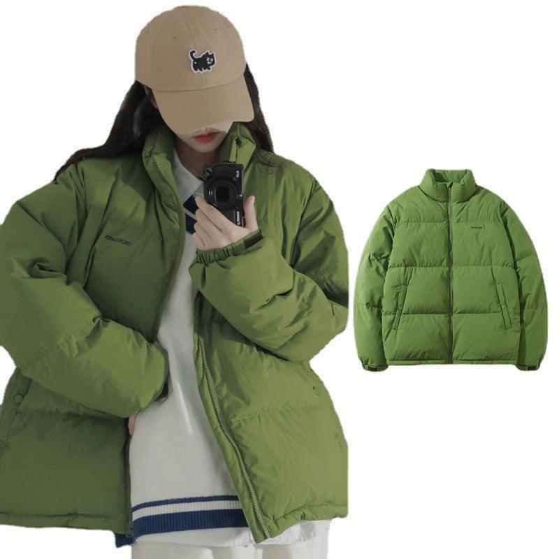 Trendy Green Down Cotton Jacket for Women - Harajuku Style